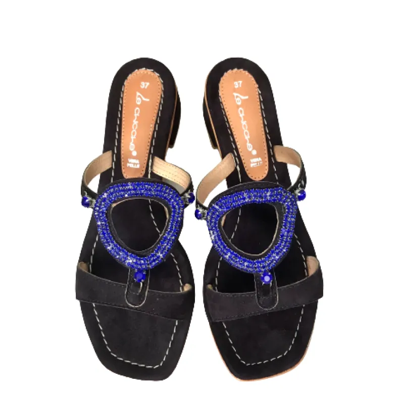Jewel Slipper In Midnight Blue Suede