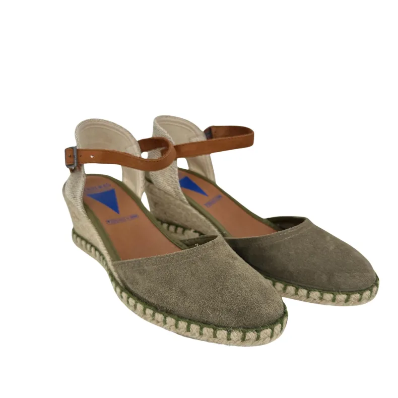 Khaki Verbenas Suede Wedge Espadrilles
