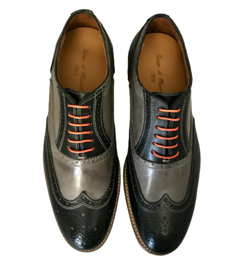 Lace-up In Black And Gray Leather Mod.H