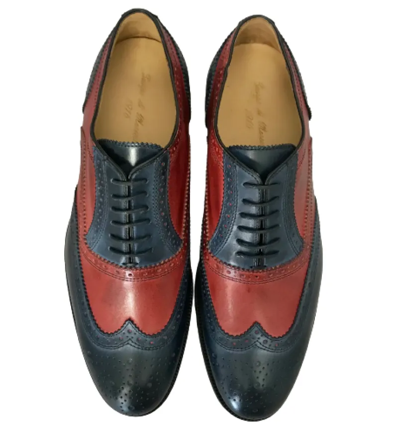 Lace-up In Blue And Red Duilio Leather