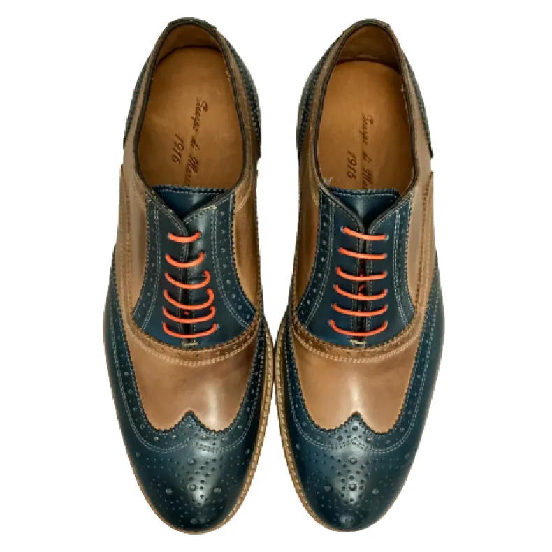 Lace-up In Blue Leather And Hide Mod.O