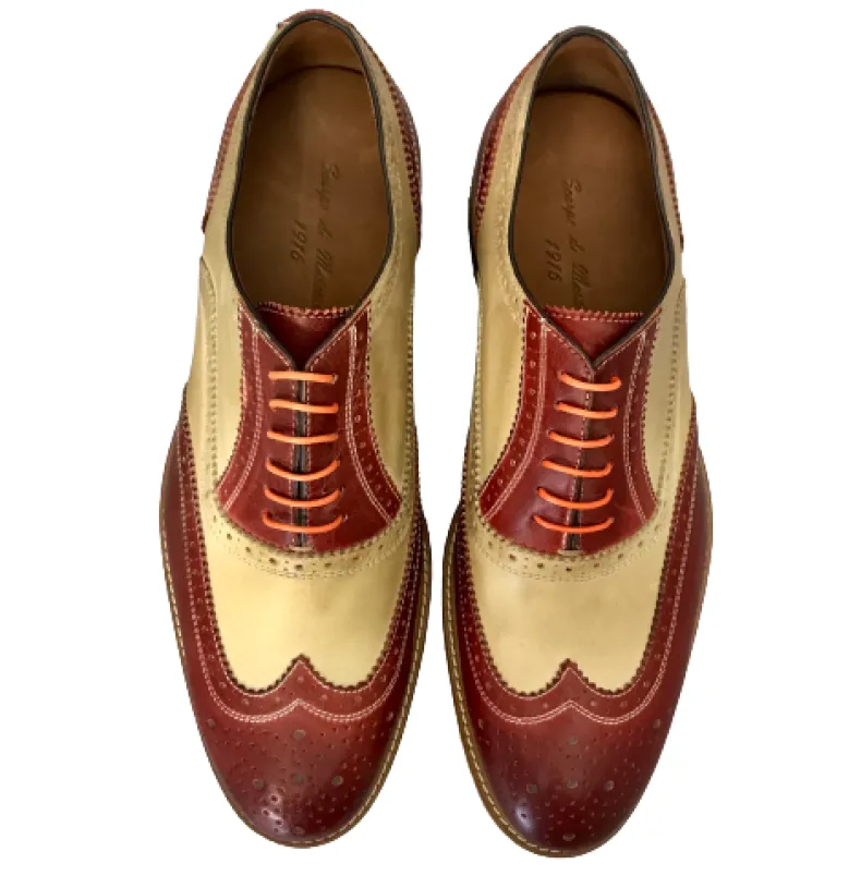 Lace-up In Red And Taupe Leather Mod. C.