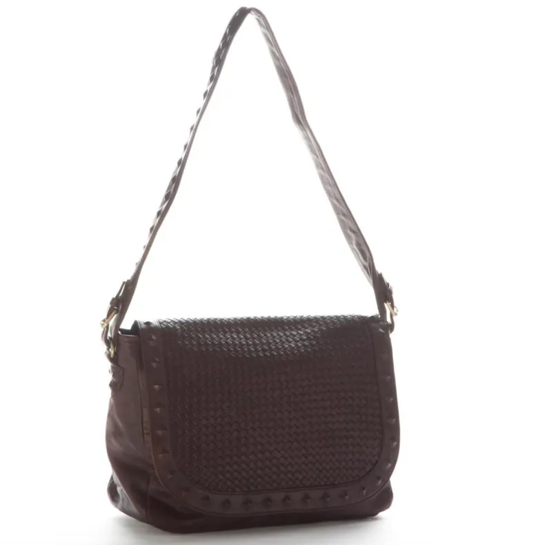 Large Handcrafted Bag With Woven Flap