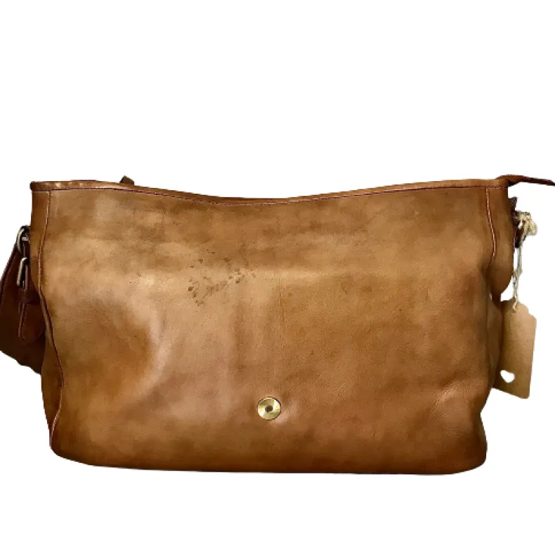 Large Handcrafted Bag With Woven Flap