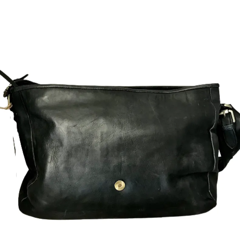 Large Handcrafted Bag With Woven Flap