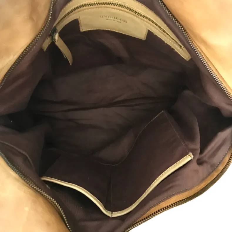 Large Handcrafted Bag In Woven Leather