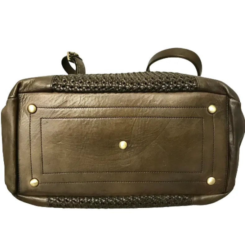 Large Handcrafted Bag In Woven Leather