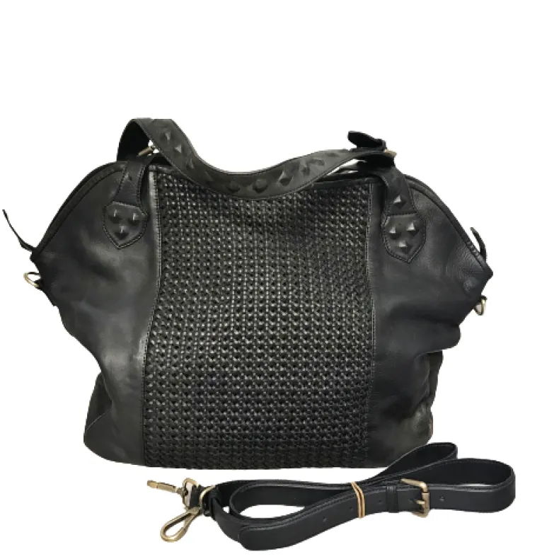 Large Handcrafted Bag In Woven Leather