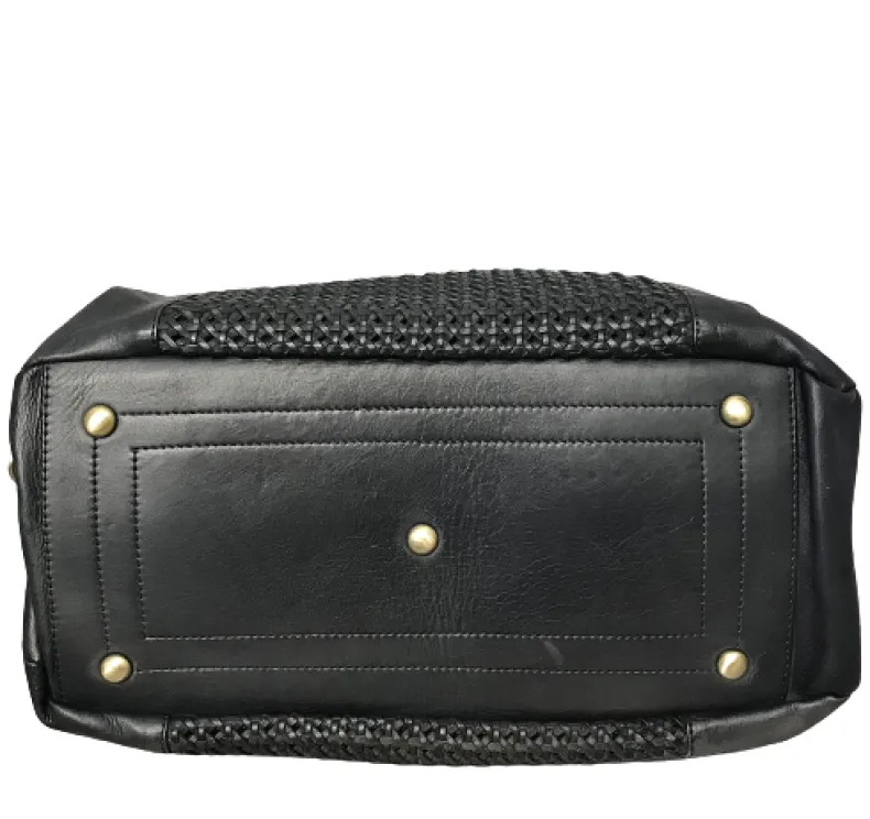 Large Handcrafted Bag In Woven Leather