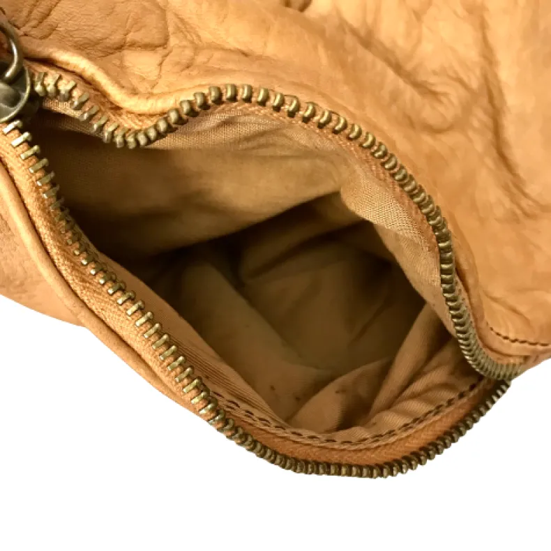 Large Handcrafted Pouch In Washed Leather