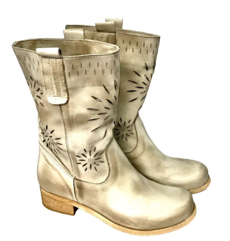 Laser-cut Boot In Taupe Color