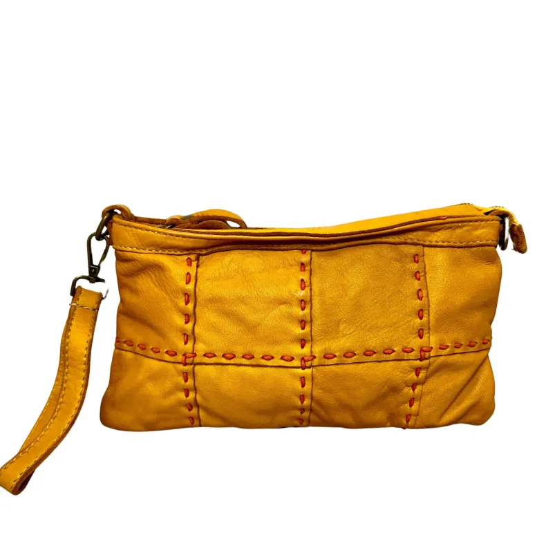Leather Bag With Shoulder Strap And Strap With Visible Stitching