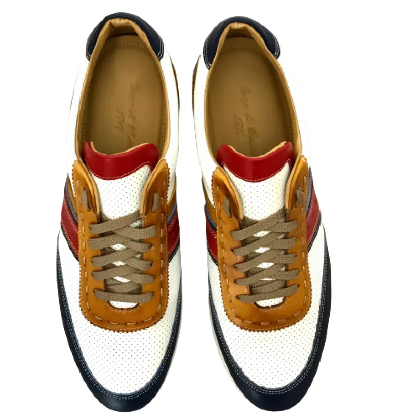 Low Handmade White Leather Sneakers