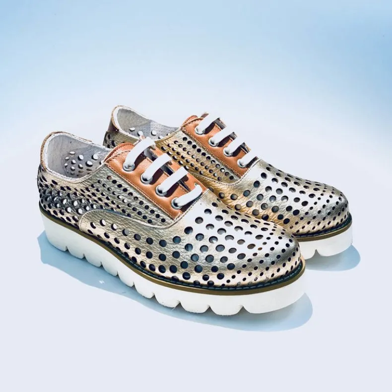 Low Sneakers In Copper Pearled Leather