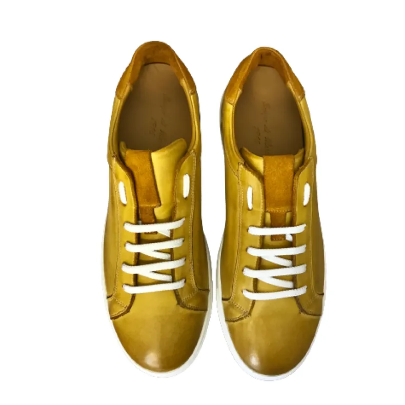 Low Sneakers In Yellow Leather