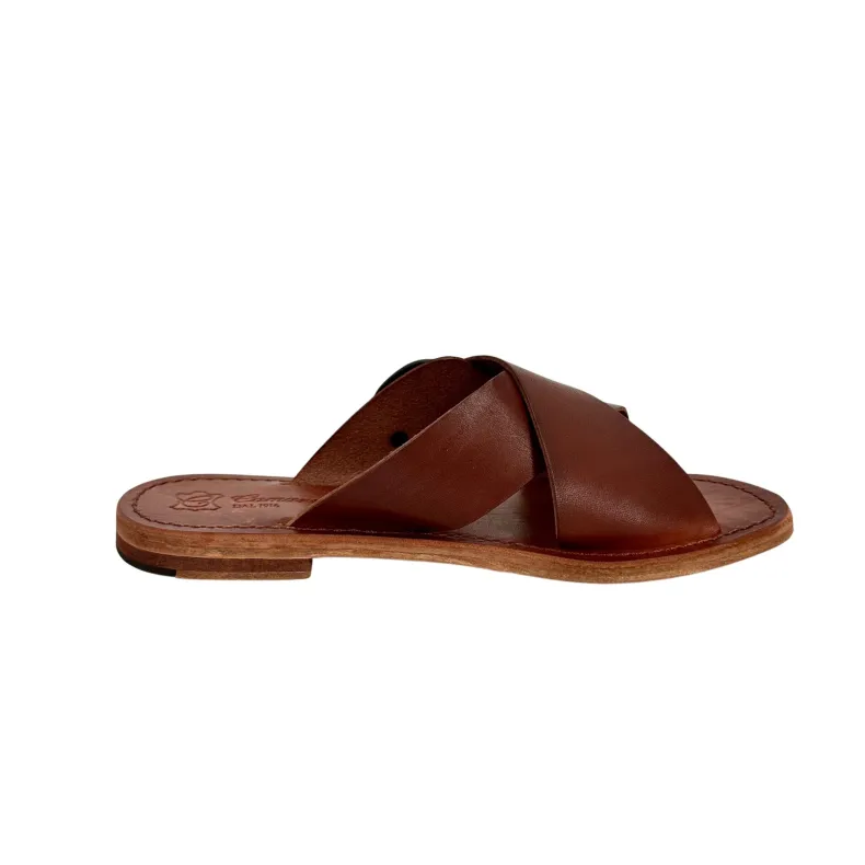Matt Dark Brown Leather Slipper With Buckle Mod. Monica