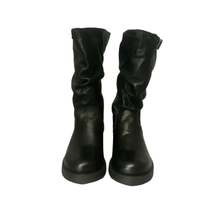 Medium Boot In Black PFV Handcrafted Leather
