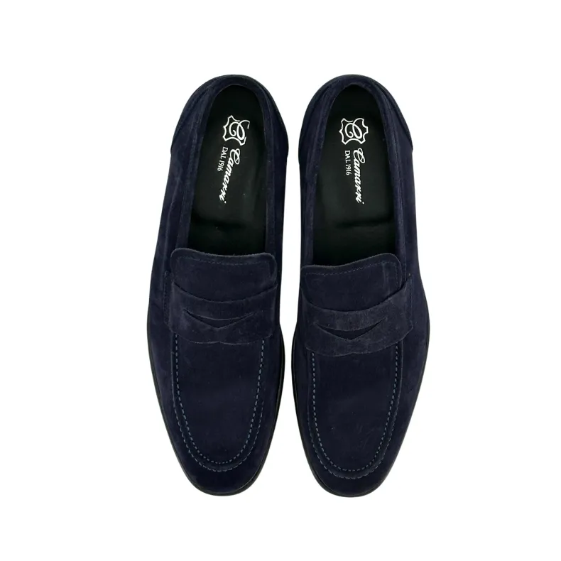 Moccasin In Blue Suede With Blake Construction