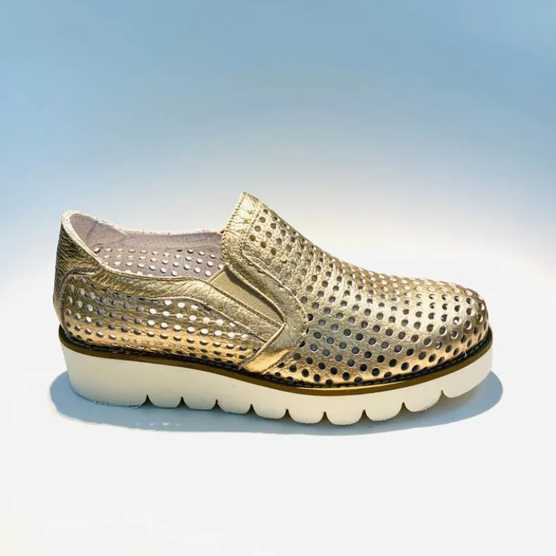 Moccasin Sneakers In Copper Pearled Leather