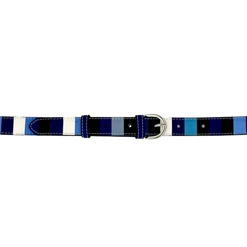 Multi Blue – Women's Leather Belt 2.5 Cm