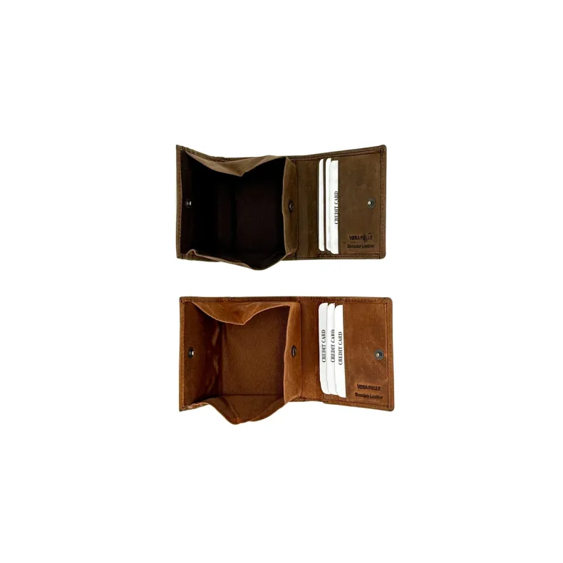 Oiled Leather Wallet With Button