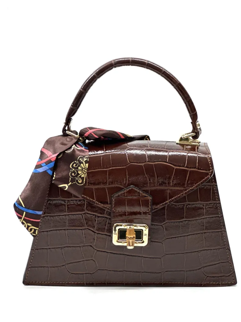 Poppy – Crocodile Leather Trapeze Bag