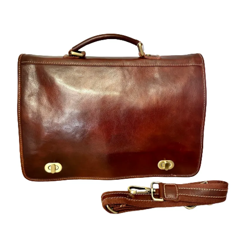 Professional Leather Briefcase With Twist Locks