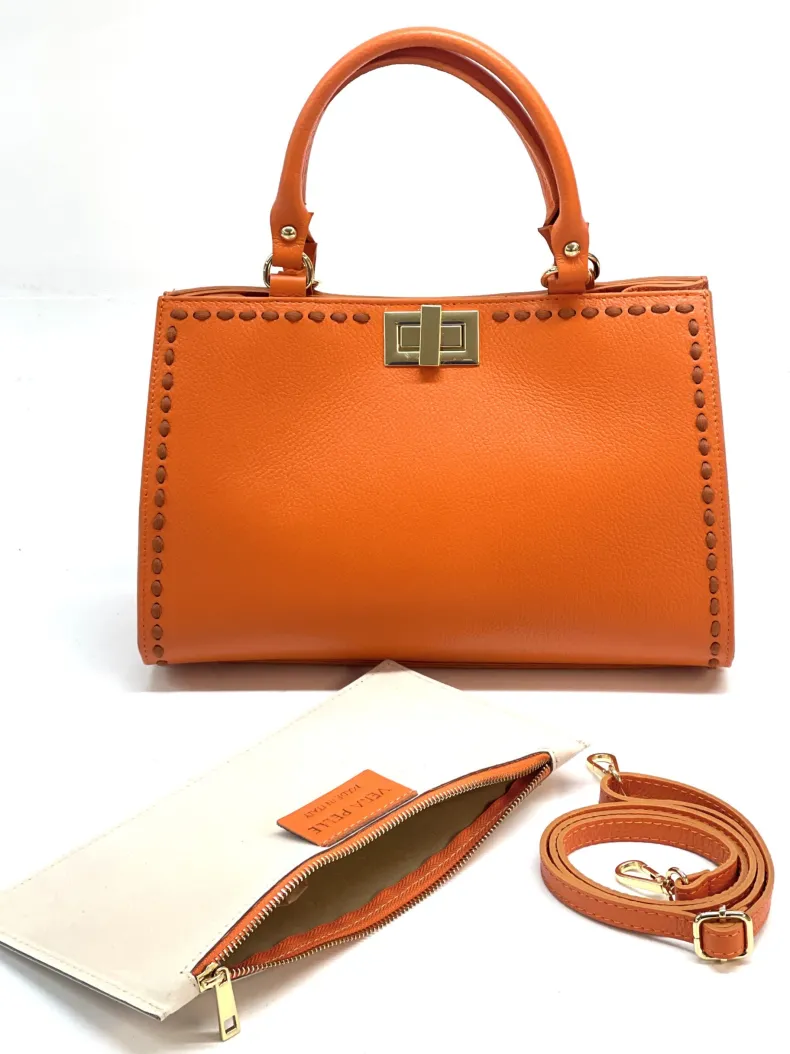 Rigid Bag In Hammered Leather