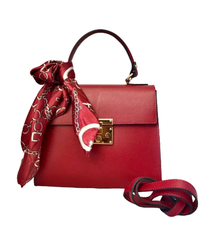 Rigid Red Bag With Scarf