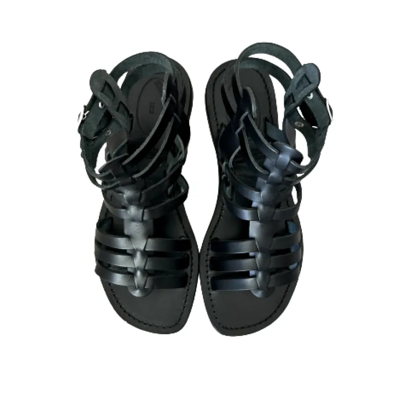 Sandal In Black Leather Mod. 6695