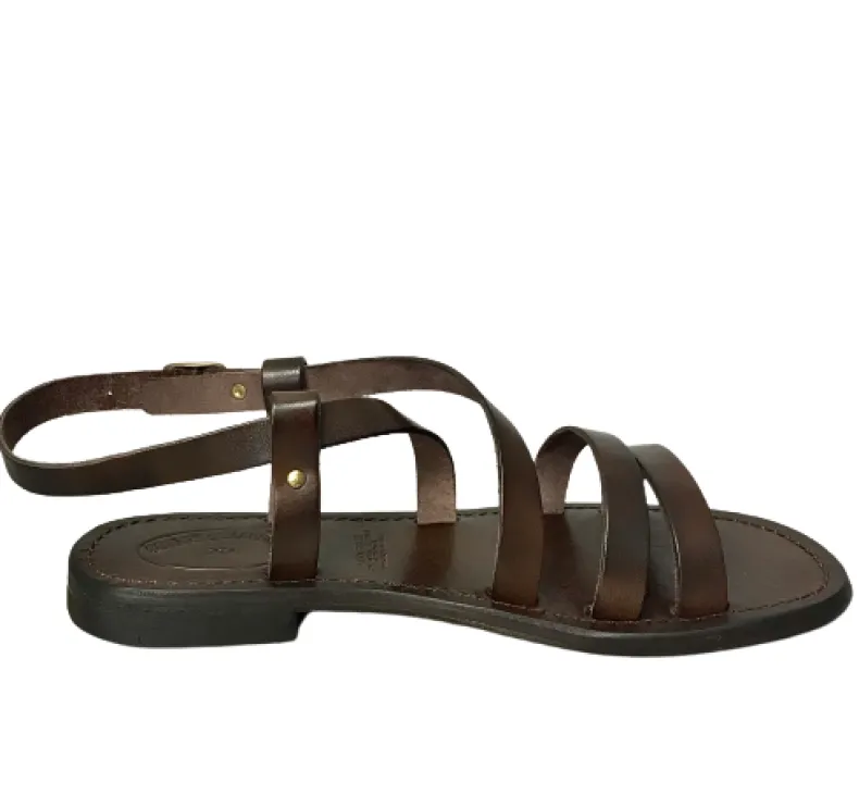 Sandal In Dark Brown Leather Mod. 4400