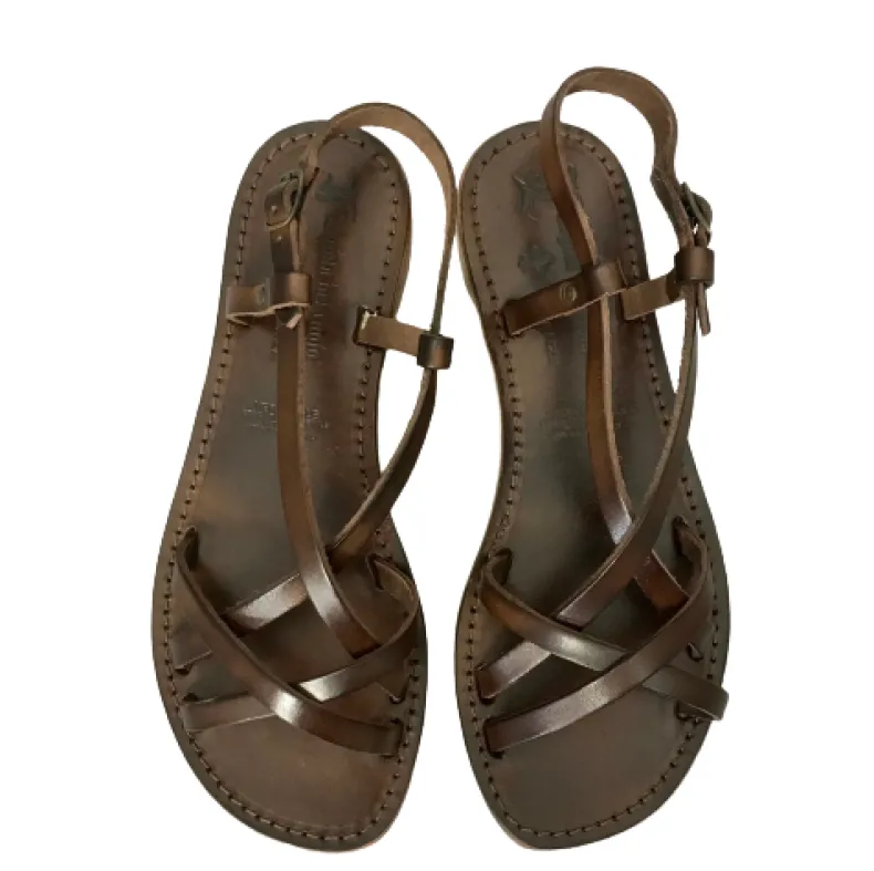 Sandal In Dark Brown Leather Mod. 6641