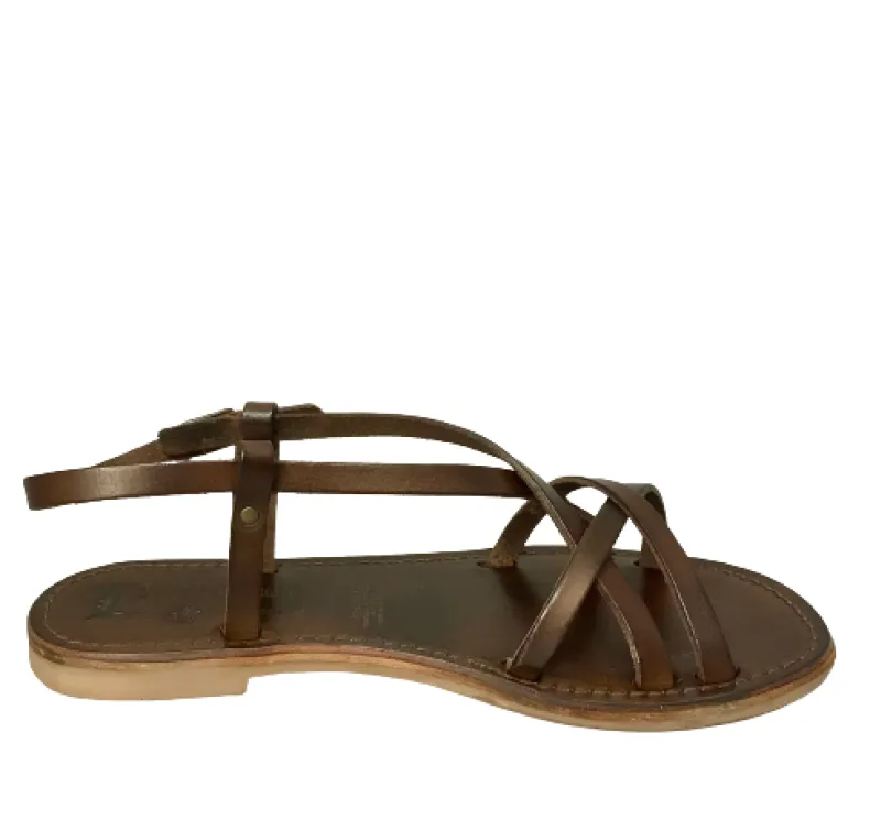 Sandal In Dark Brown Leather Mod. 6641