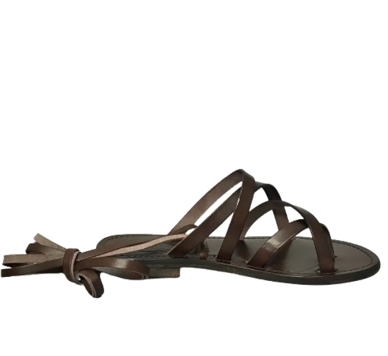 Sandal In Dark Brown Leather Slave Mod. 9999