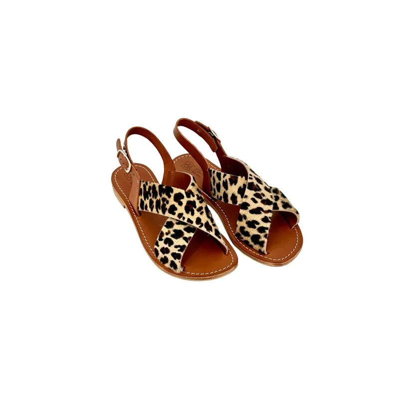 Sandal In Leather And Leopard-print Pony Skin Mod. Lara