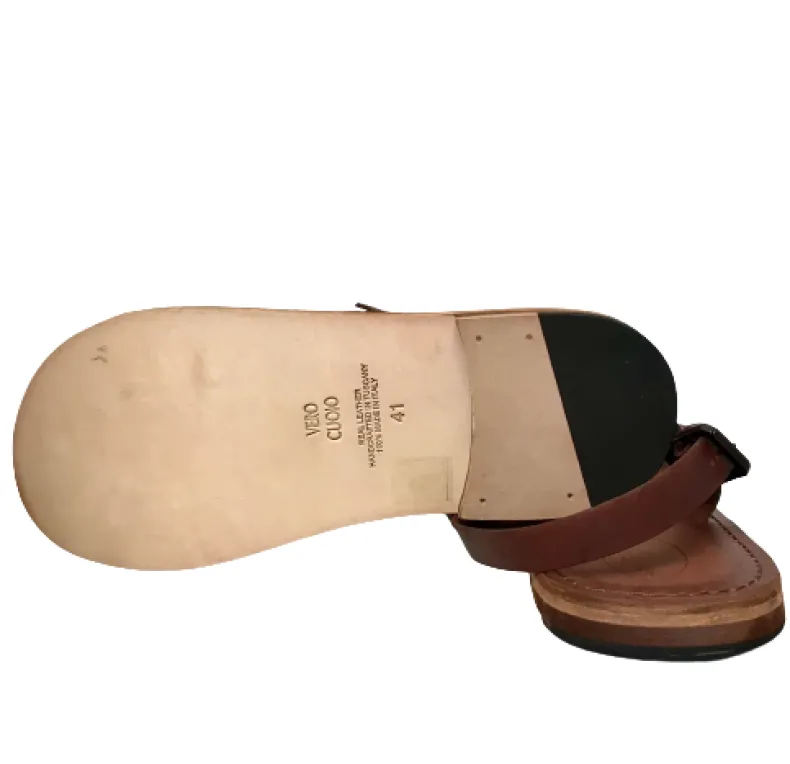 Sandal In Matt Dark Brown Leather Mod.7000