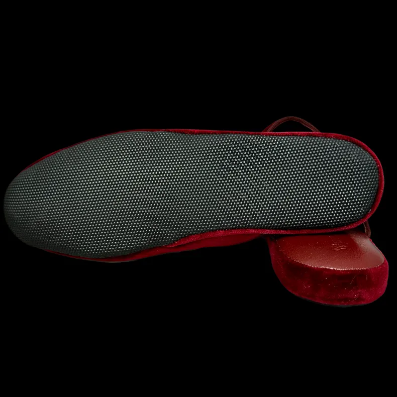 Slipper / Bedside Rug In Burgundy Velvet With Personalized Initials