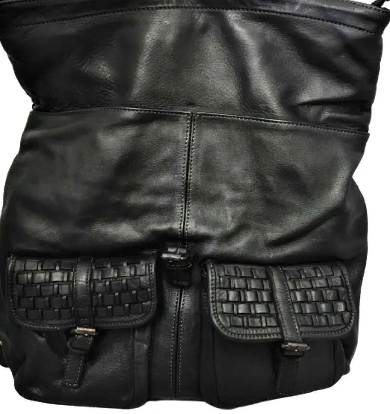 Soft Handcrafted Backpack In Woven Leather