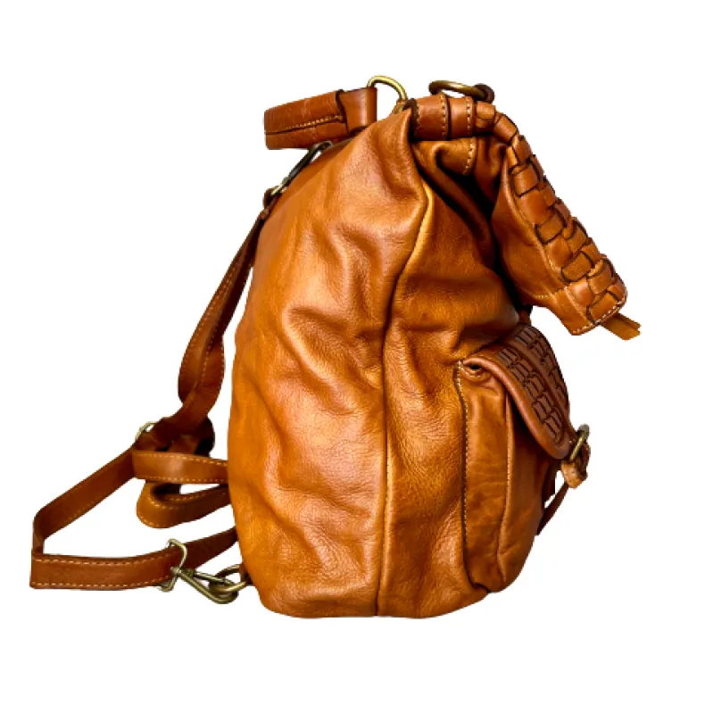 Soft Handcrafted Backpack In Woven Leather