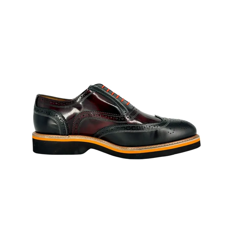 Sole P – Black And Burgundy Abraded Brogues