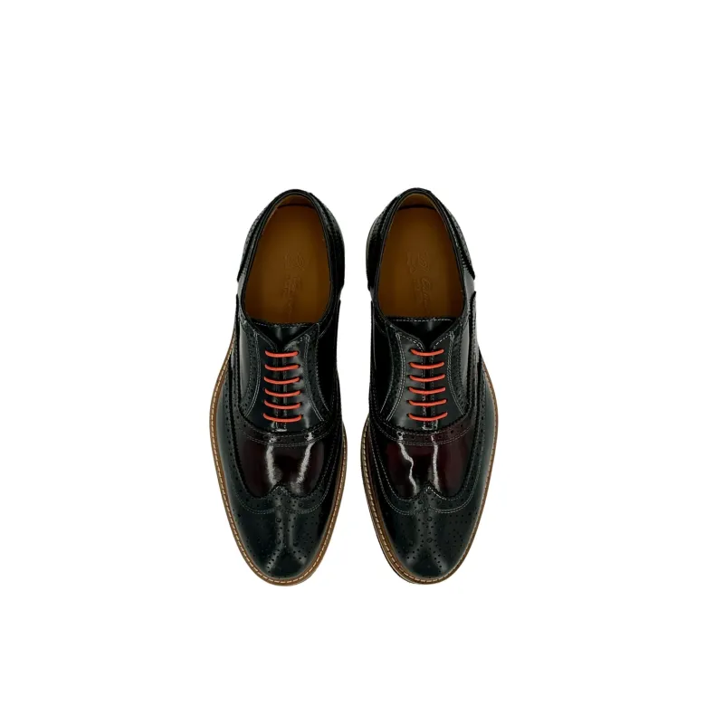 Sole P – Black And Burgundy Abraded Brogues