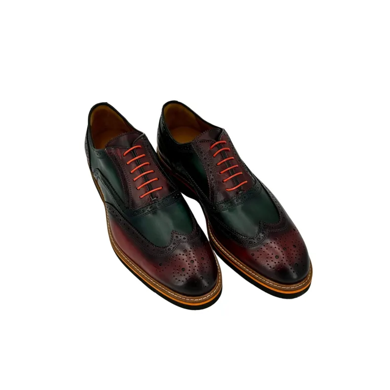 Sole V - Green And Burgundy French Shoes