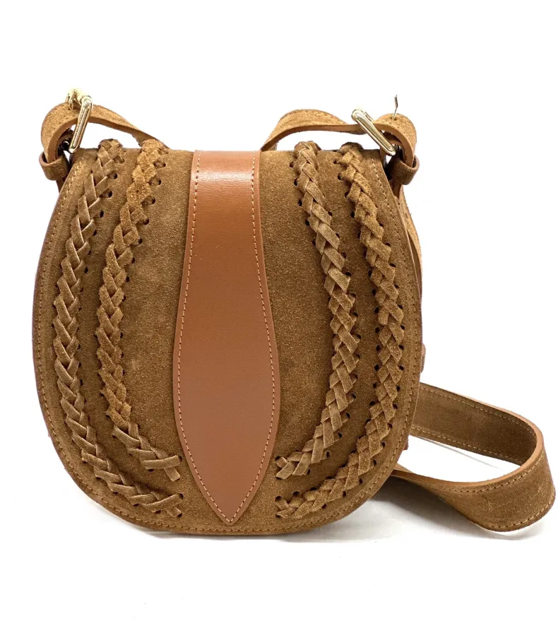 Suede Shoulder Bag With Braids