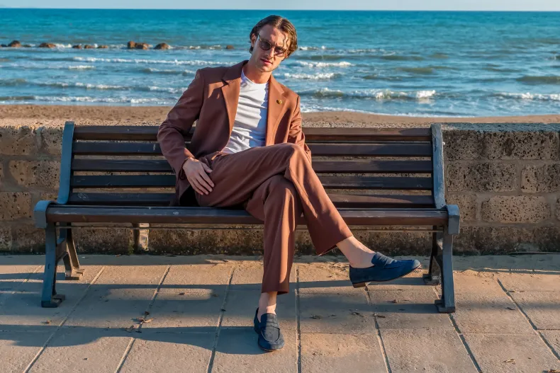 Summer Moccasin In Blue Suede