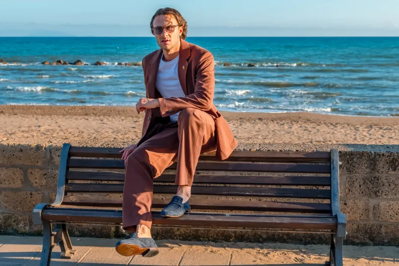 Summer Moccasin In Blue Suede