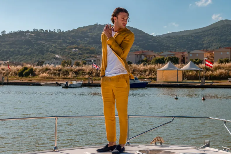 Summer Moccasin In Blue Suede