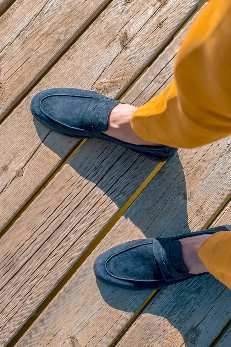 Summer Moccasin In Blue Suede
