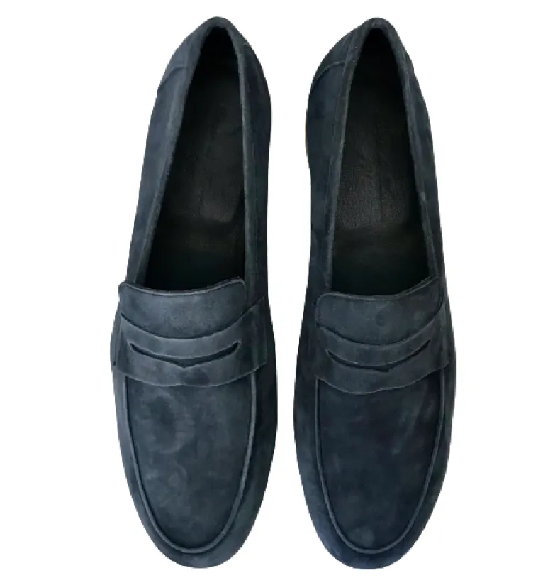 Summer Moccasin In Blue Suede