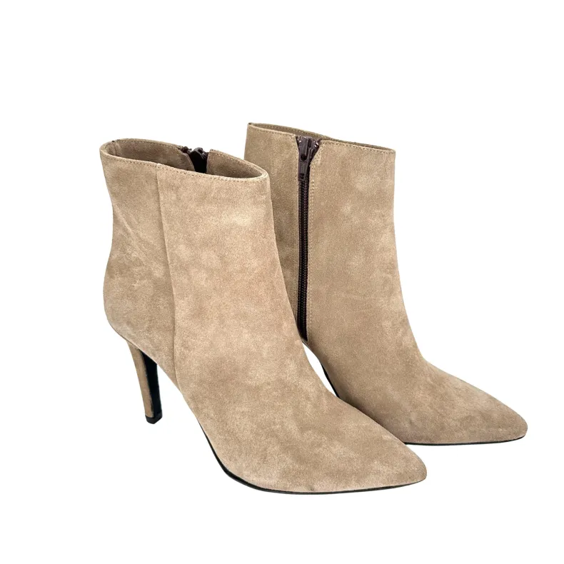 Taupe Suede Ankle Boot With 9cm Heel