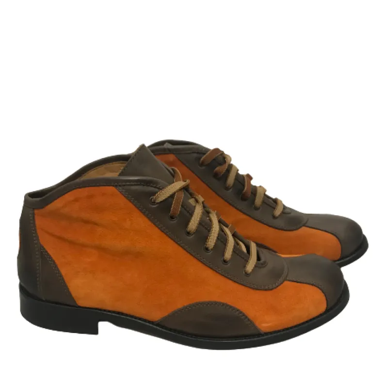 Tazio In Brown Leather And Orange Suede
